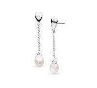 Kit Heath Coast Pebble Pearl FP Rhodium Plated Chain Stud Drop - Sterling Silver / Rhodium Plated
