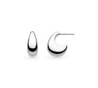 Kit Heath Coast Pebble Smooth Rhodium Plated Grande Semi Hoop - Sterling Silver / Rhodium Plated