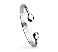 Kit Heath Coast Pebble Smooth Rhodium Plated Hinged Bangle - Size S/M - Sterling Silver / Rhodium Plated