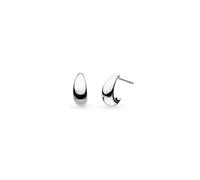 Kit Heath Coast Pebble Smooth Semi Hoop Stud Earrings - Sterling Silver, Modern Sculptural Design
