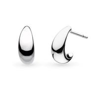 Kit Heath Coast Pebble Smooth Semi Hoop Stud Earrings - Sterling Silver, Modern Sculptural Design