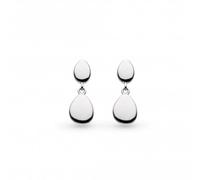 Kit Heath Coast Pebble Twin Earrings - Sterling Silver, Elegant Pebble Drop Earrings for Women. Simple yet sophisticated