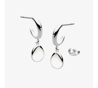 Kit Heath Coast Pebbles Rhodium Plated Semi Hoop Stud Drop - Sterling Silver / Rhodium Plated