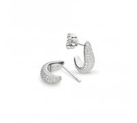 Kit Heath Coast Tumble Glisten Pavé Zirconia RP Semi Hoop Stud Earrings - Sterling Silver / Rhodium Plated