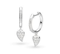 Kit Heath Desire Cherish Pavé Heart Hinged Hoop Earrings - Sterling Silver, White Topaz