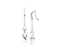 Kit Heath Desire Kiss Pearl Rhodium Plated Chain Drop Earrings - Sterling Silver / Rhodium Plated