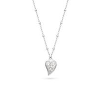 Kit Heath Desire Kiss Precious Pavé Rhodium Plated Heart 18" Ball Chain Necklace 90511WT - Sterling Silver / Rhodium Plated