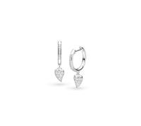 Kit Heath Desire Kiss Precious Pavé Rhodium Plated Heart Hinged Hoop Drop Earrings 50511WT - Sterling Silver / Rhodium Plated