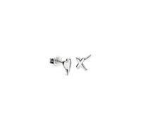 Kit Heath Desire Kiss Rhodium Plated Heart & Kiss Stud Earrings - Sterling Silver / Rhodium Plated