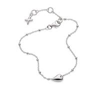 Kit Heath Desire Kiss Rhodium Plated Mini Heart 7.5" Ball Chain Bracelet 70500RP - Sterling Silver / Rhodium Plated