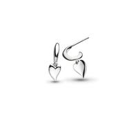 Kit Heath Desire Kiss Rhodium Plated Mini Heart Semi Hoop Stud - Sterling Silver / Rhodium Plated