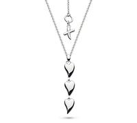 Kit Heath Desire Kiss Triple Hearts Necklace - Sterling Silver, Charming Heart Pendant Design, Timeless and Versatile
