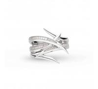 Kit Heath Entwine Helix Wrap Pave Ring 10237CZ - Polished Quality | Acotis - Size M - Sterling Silver / Rhodium Plated / Zirconia