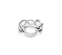 Kit Heath Entwine Twine Link Ring 21143RP - Elegant Styling | Acotis - Size P - Sterling Silver / Rhodium Plated