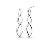 Kit Heath Entwine Twine Link Trio Drop Earrings 61143RP - Bold Statement | - Sterling Silver / Rhodium Plated