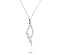 Kit Heath Entwine Twine Twist Pavé Necklace - Sterling Silver with Sparkling Pavé Detailing, Elegant Twist Design. A refined piece to add sophistication to your jewellery collection
