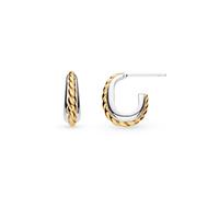Kit Heath Marina Rope Band Gold Plated Semi Hoop Stud Earrings - Sterling Silver / Rhodium Plated