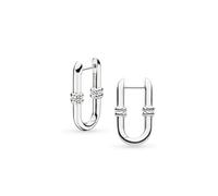 Kit Heath Marina Rope Bar Link Hinged Hoops 61091RP - Signature - Sterling Silver / Rhodium Plated