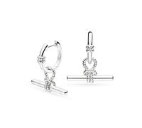 Kit Heath Marina Rope Knot T-Bar Grande Hinged Drop Hoops - Sterling Silver / Rhodium Plated