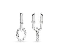 Kit Heath Marina Rope Link Duo Grande Drop Hoops 61099RP - Sterling Silver / Rhodium Plated