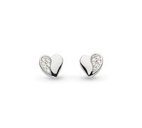 Kit Heath Miniatures Sweet Heart Pavé Stud Earrings - Sterling Silver with Pavé Detailing, Delicate Heart Design, Perfect for Adding a Touch of Sparkle to Your Look