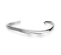 Kit Heath Océane Shell Wave Rhodium Plated Narrow Cuff Bangle - Size S/M - Sterling Silver / Rhodium Plated