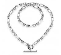 Kit Heath Revival Astoria Figaro 18" Chain T-Bar Necklace 90437RP - Rhodium Plated /Sterling Silver