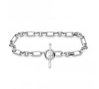 Kit Heath Revival Astoria Figaro 7.5" Chain T-Bar Bracelet 70437RP - Rhodium Plated / Sterling Silver
