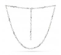 Kit Heath Revival Astoria Figaro Chain & Pearl 20" Station Necklace - Rhodium Plated / Sterling Silver / Pearl