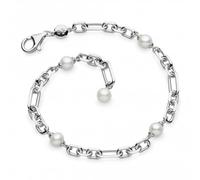 Kit Heath Revival Figaro Pearl Chain Link Bracelet - Sterling Silver with Freshwater Pearls, Classic Figaro Design, Elegant & Timeless. A beautiful piece to elevate your style