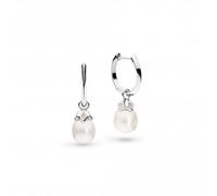 Kit Heath Revival Astoria Glitz Pearl Hoop Earrings 50432FPC - Sterling Silver / Rhodium Plated / Pearl / Zirconia