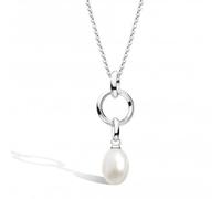 Kit Heath Revival Pearl Link Drop Necklace - Sterling Silver with Freshwater Pearls, Classic Link Design. A timeless necklace for adding elegance to any look