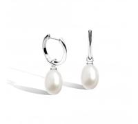 Kit Heath Revival Classic Pearl Drop Hoop Earrings - Sterling Silver Huggie Hoops with Natural Freshwater Pearls, Timeless Movement and Contemporary Grace