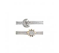 Kit Heath Revival Céleste Zirconia Rhodium/Gold Plated Duo Stacking Rings - Size Q - Sterling Silver / Gold Plated / Rhodium Plated / Zirconia