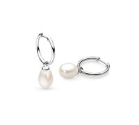Kit Heath Revival Classic Pearl FP Rhodium Plated Hinged Hoop - Sterling Silver / Rhodium Plated