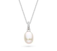 Kit Heath Revival Classic Pearl Glitz Necklace - Sterling Silver, Pearl & CZ, 18" Chain