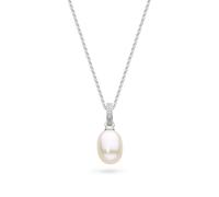 Kit Heath Revival Classic Pearl Glitz Zirconia Rhodium Plated 18" Necklace 90429FPC - Sterling Silver / Rhodium Plated