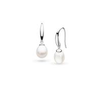 Kit Heath Revival Classic Pearl Rhodium Plated Drop Earrings - Sterling Silver / Rhodium Plated