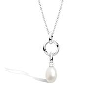 Kit Heath Revival Pearl Link Drop Necklace - Sterling Silver with Freshwater Pearls, Classic Link Design. A timeless necklace for adding elegance to any look