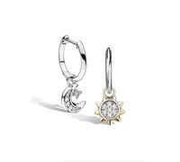 Kit Heath Céleste Sun & Crescent Moon Hoop Earrings - Sterling Silver and 18ct Gold Plate, Unique Sun and Moon Design, Perfect for Adding a Touch of Celestial Charm to Your Style