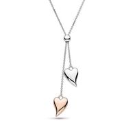 Kit Heath Rhodium Plated Sterling Silver & 18ct Rose Gold Plate Desire Blush Heart Lariat Necklace Rose