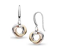 Kit Heath Rhodium Plated Sterling Silver and 18ct Gold Plate Bevel Trilogy Drop Earrings Silver