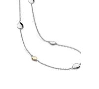 Kit Heath Rhodium Plated Sterling Silver and 18ct Gold Plate Coast Pebble Station Necklace Silver