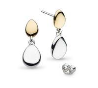 Kit Heath Rhodium Plated Sterling Silver and 18ct Gold Plate Coast Pebble Stud Drop Earrings Silver