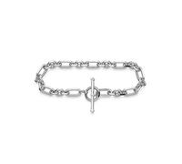 Kit Heath Rhodium Plated Sterling Silver Figaro Chain T-Bar Bracelet, 7.5 inch Silver