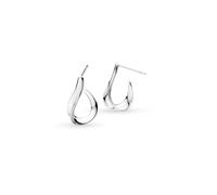 Kit Heath Serenity Loop Semi-Hoop Stud Earrings - Sculpted Sterling Silver Half Hoops with a Flowing, Polished Design Inspired by Calm, Natural Movement