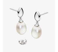 Kit Heath Sterling Silver Coast Pebble Pearl Droplet Earrings 50184FP