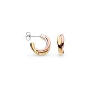 Kit Heath - Trio Bevelled Silver Strand Semi-Hoop Earrings Sleek semi-hoops with bevelled Sterling Silver strands-a versatile addition to your jewellery collection or a thoughtful gift (Rose and Gold)