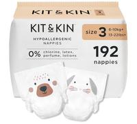 Kit & Kin Premium Baby Nappies Size 3 | 6-10 kgs / 13-22 lbs | Pack of 192 Nappies | Plant-Based Materials On Baby's Skin | Hypoallergenic | Superior up to 12 Hour Leak Protection