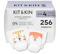 Kit & Kin Premium Baby Nappies Size 4 | 9-14 kgs / 20-31 lbs | Pack of 256 Nappies | Plant-Based Materials On Baby's Skin | Hypoallergenic | Superior up to 12 Hour Leak Protection